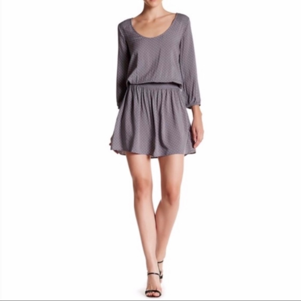 Soft Joie Zandi Star Moon Print Scoop Neck Drop Waist Mini Dress Gray Size XS